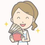 財布を持つ女性のイラスト・金運アップのイメージ