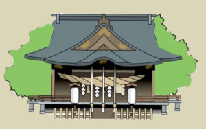 穴澤天神社の社殿のイメージイラスト