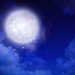 満月の青い夜のイラスト