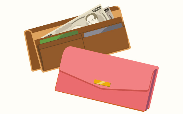 ピンク色長財布のイラスト
