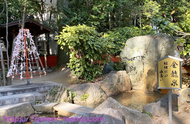 生田神社の水みくじを浮かべる金龍泉